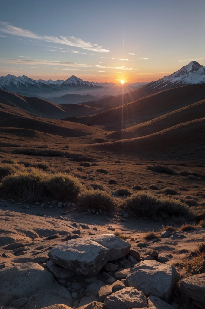 Sunset in the mountain range of Alh