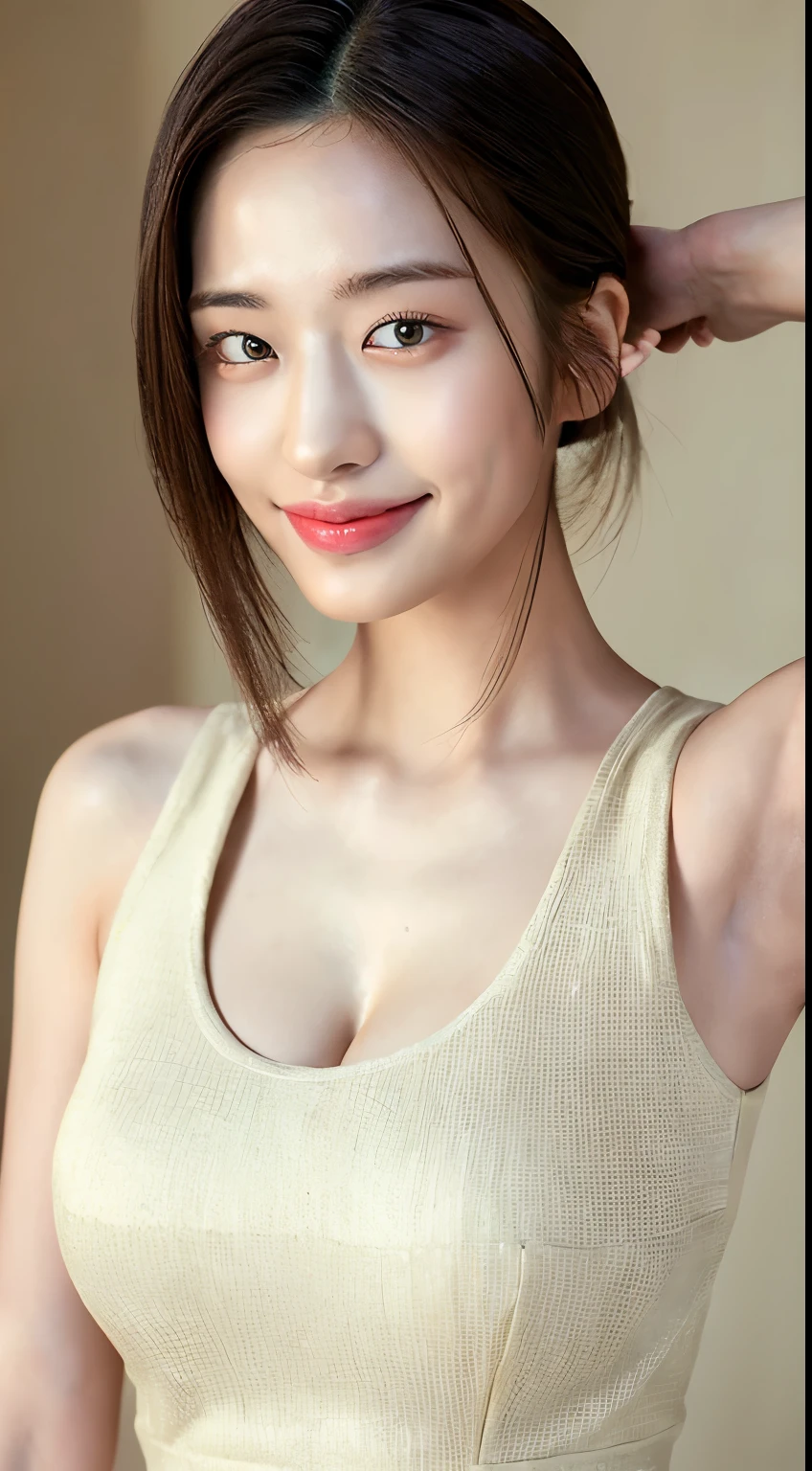((Best Quality, 8K, Masterpiece: 1.3)), 1girl, Slim Abs Beauty: 1.3, (Hairstyle Casual, Big Breasts: 1.2), Dress: 1.1, Super Fine Face, Delicate Eyes, Double Eyelids, Smile, Home