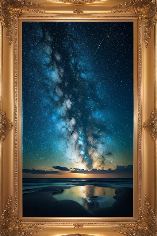 「Clear night sea and constellations」
「In the clear night sea、A landscape with clearly drawn constellations。The waves are gently lapping、Stars on the sea々The reflection of。Beautiful constellations spread across the night sky、High resolution and realistic photo-like texture throughout。」






