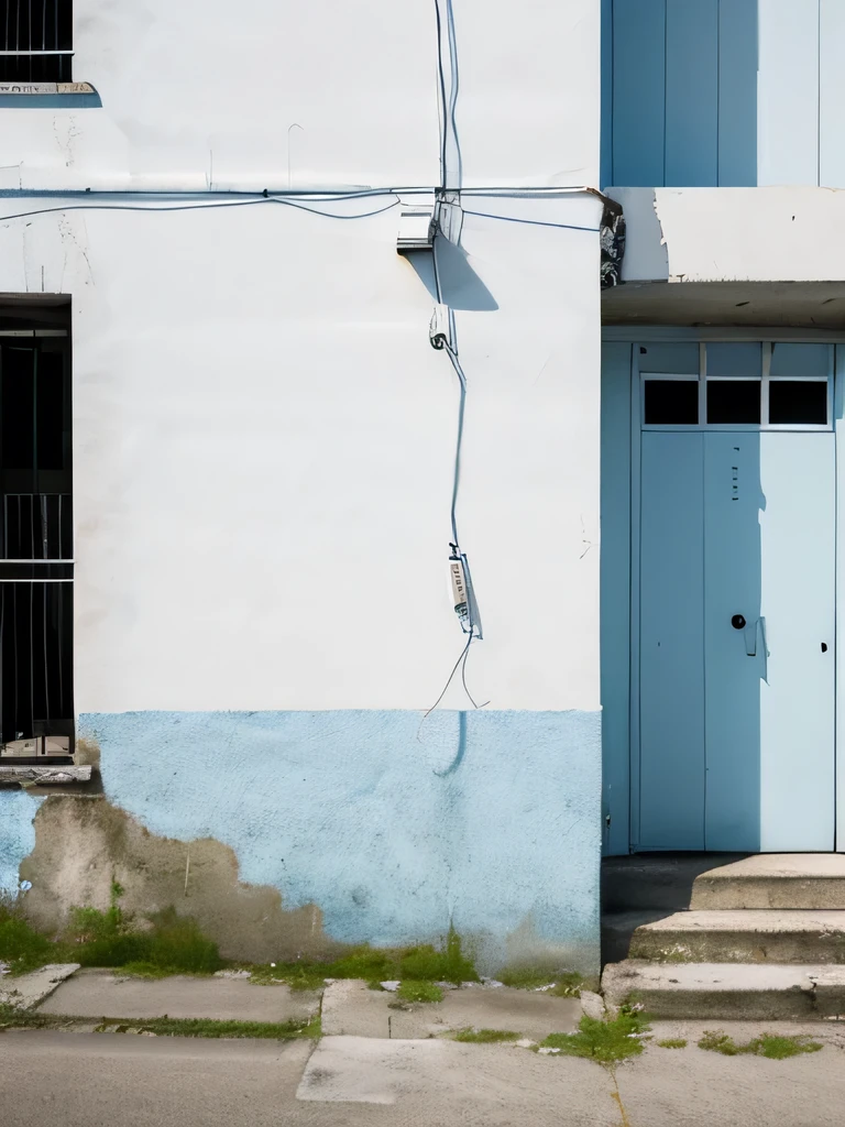 A worn-out white wall in a deserted alley, high quality