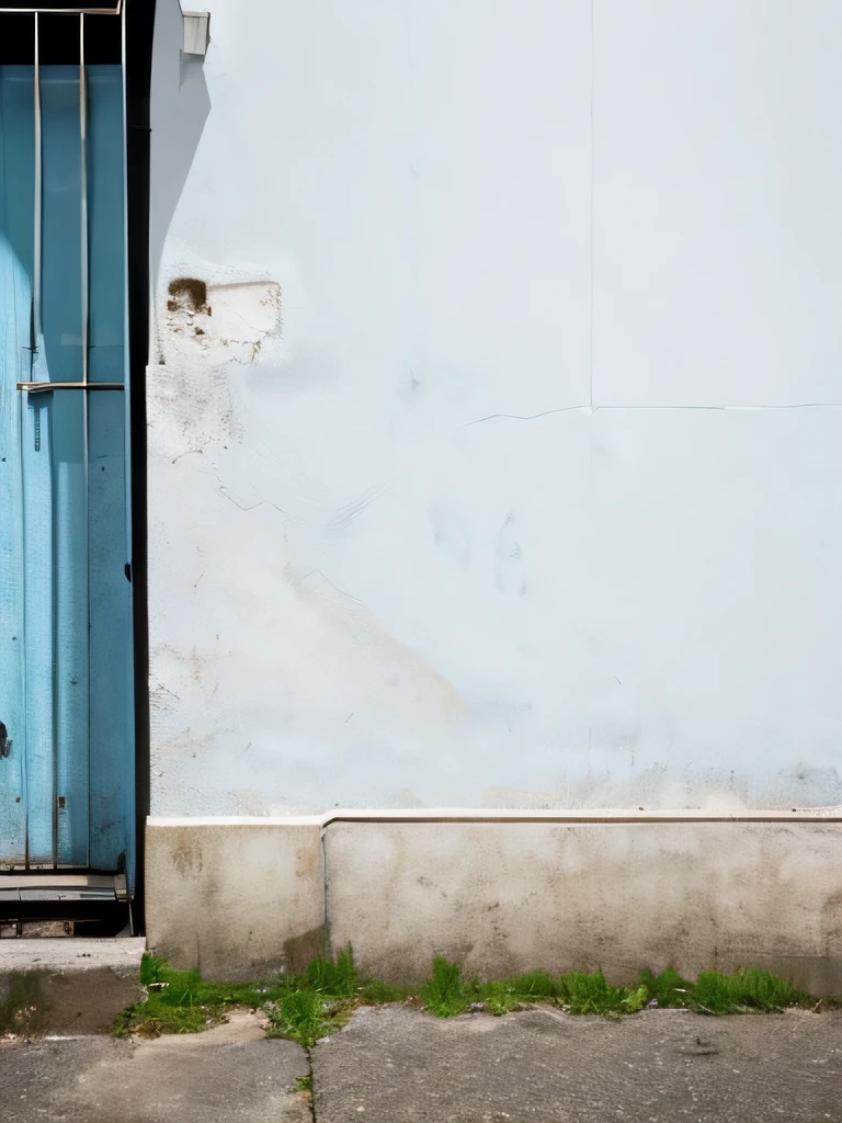 A worn-out white wall in a deserted alley, high quality