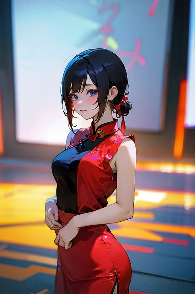 Anime girl wearing a sexy cheongsam