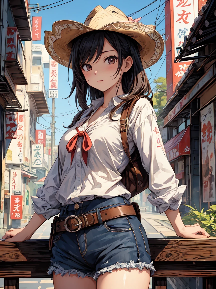 One girl, alone, Chizuru, See more KatsumiStyle, High resolution, High resolution, (((Highest quality, masterpiece))), Ultra-detailed illustrations, [Highly detailed face], (Cowboy Shot)