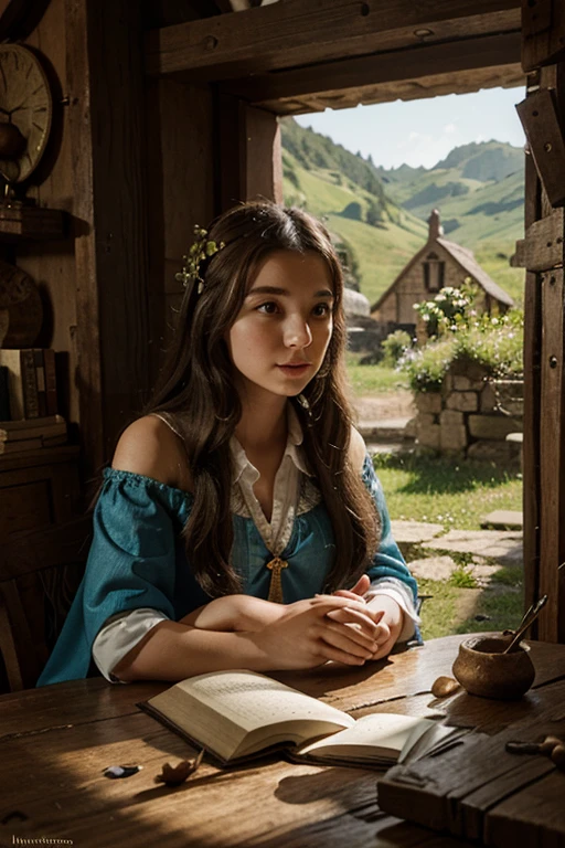 illustration of a girl from a fairy tale who talks to animals