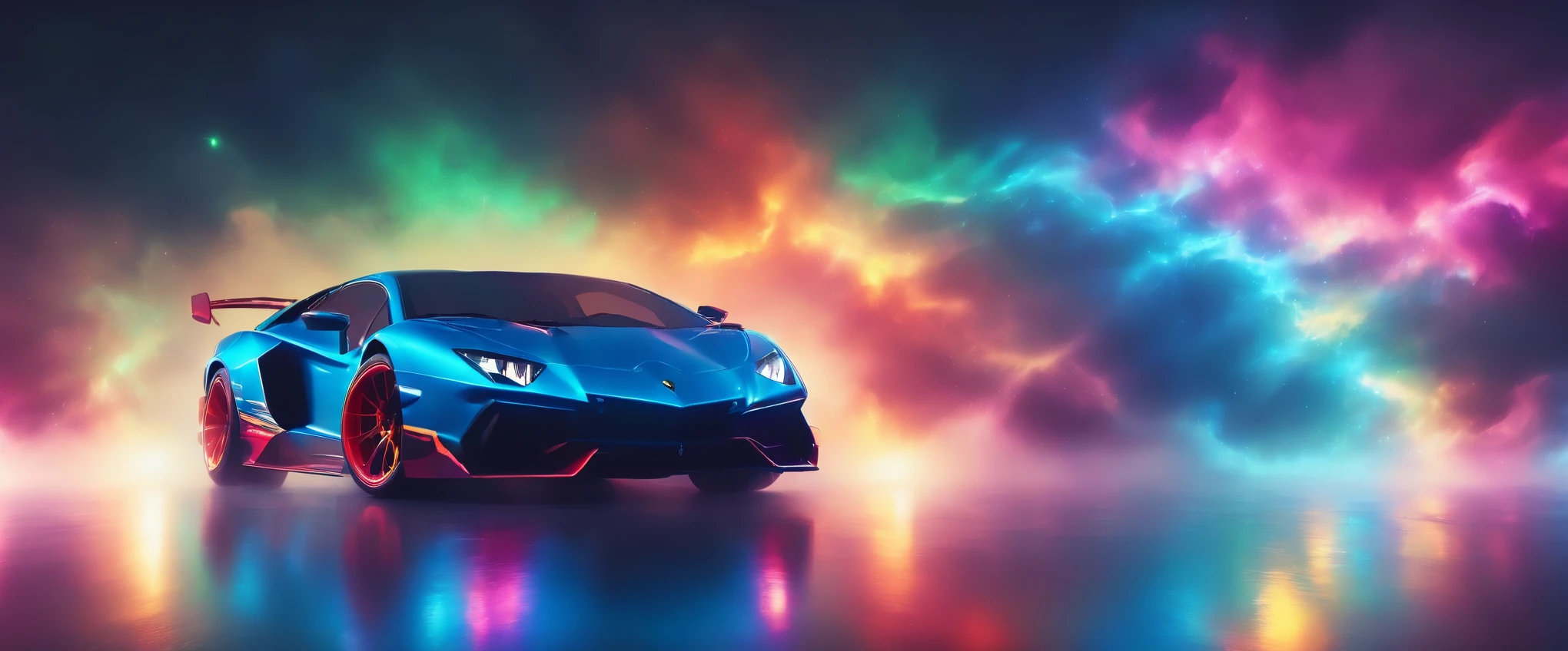 ultra-detailed, 8K), race car, street racing-inspired, Drifting inspired, LED, ((Twin headlights)), (((Bright neon color racing stripes))), (Black racing wheels), Wheel spin showing motion, Show car in motion, Burnout, wide body kit, modified car, racing livery, realistic, ultra highres, (full dual colour neon lights:1.2), (hard dual color lighting:1.4), (detailed background), (ultra detailed), intricate, comprehensive cinematic, magical photography, (gradients), glossy, Night with galaxy sky, Fast action style, fire out of tail pipes, Sideways drifting in to a turn, Neon galaxy metalic paint with race stripes, GTR Nismo, NSX, Porsche, Lamborghini, Ferrari, Bugatti, Ariel Atom, BMW, Audi, Mazda, Toyota supra, Lamborghini Aventador, aesthetic, intricate, realistic, Neon Paint, streaks of fire, (((depth of field))), cinematic lighting, cinematic lighting, speed lines, (masterpiece), best quality, masterpiece, best quality, (masterpiece:1.2), (best quality)
