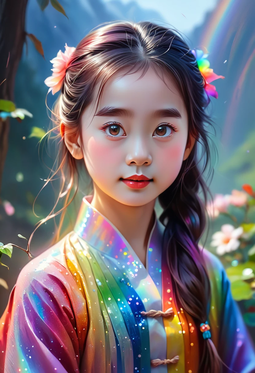 Rainbow painting, prismastic, holographic, Chromatic Aberration,
masterpiece, best quality, 1 Girl,  Chinese