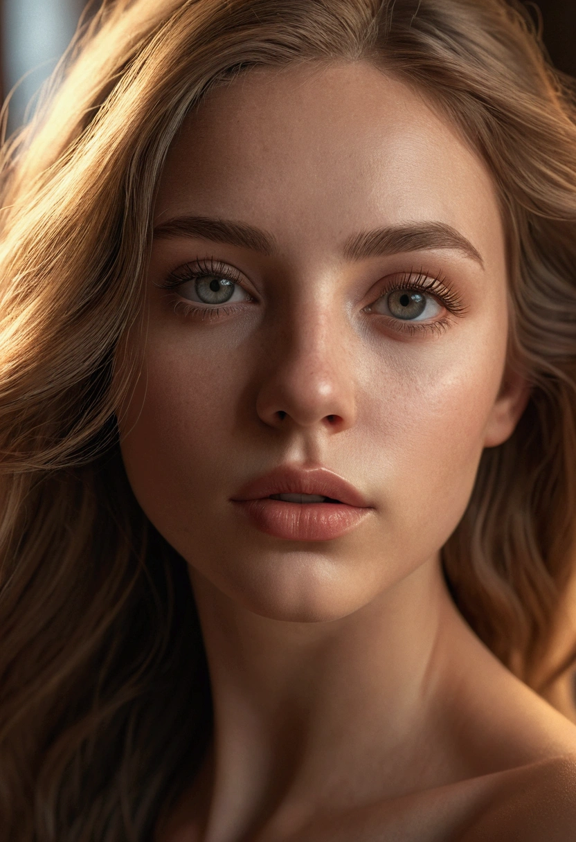 a beautiful naked girl, detailed face, beautiful eyes, long eyelashes, detailed lips, detailed skin, delicate facial features, flowing hair, artistic nude, natural lighting, soft shadows, high quality, 4k, extremely detailed, photorealistic, masterpiece, cinematic, dramatic lighting