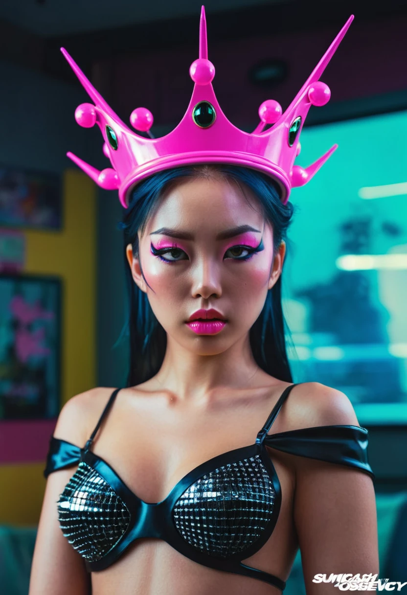 The English crown, Sick Obsession, Surreal Catgirl, cinematic lighting, trending on artstation, concept art by Simon Bisley, vaporwave by Andrei Riabovitchev, and Shinkai Makoto