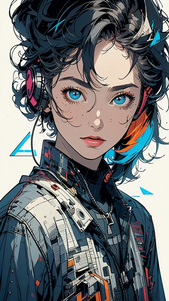 (((masterpiece, highest quality))),(((solo:1.2))),(((1girl:1.2))),32k wallpaper, very detailed, poster, vintage science fiction,(((((geometric cinematic movie poster))))), ((bauhaus)),(shape),(((abstract))),(mid century modern),(((((portfolio))))),(((((Close-up))))),(((((bust up))))),((((more various angle)))),((((highlight)))),((((heterochromia)))),(((complete. detailed face))),((((Extremely talented)))),(((((most complecated futristic machine))))),(Colorful color scheme),(((detailed unlimited complete equipment : headphone like a rail gun))),(((((Absolutely simple background))))),(((Texture for people : grunge))),(((marvel super hero's)))