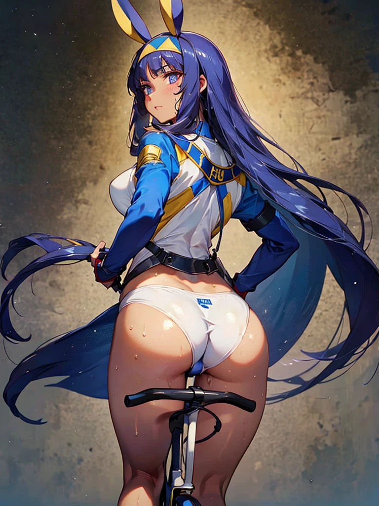 Nitocris,ニトクリス(Fate), 1人,(masterpiece:1.2),(Highest quality),(Super detailed:1.2),(High resolution),(Highest quality),(An illustration),8k,Cinema Lighting,(Written boundary depth),(Sophisticated lighting:1.2),Rear view of a woman riding a bicycle,(Racing Suits),(Racing Gloves),((Looking Back)),((Butt)),(Sweat),(Hand,detailed,perfect,perfection,Hands),(riding bicycle)