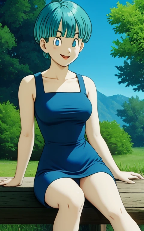 Art masterpiece,  green hair girl, beautiful and perfectly detailed face with blue eyes smooth skin, slim and curvy body big round tits with slim waist wide hips legs spread,  Nswf, shy smile, and wooden finish crossbar and environments with natural light 