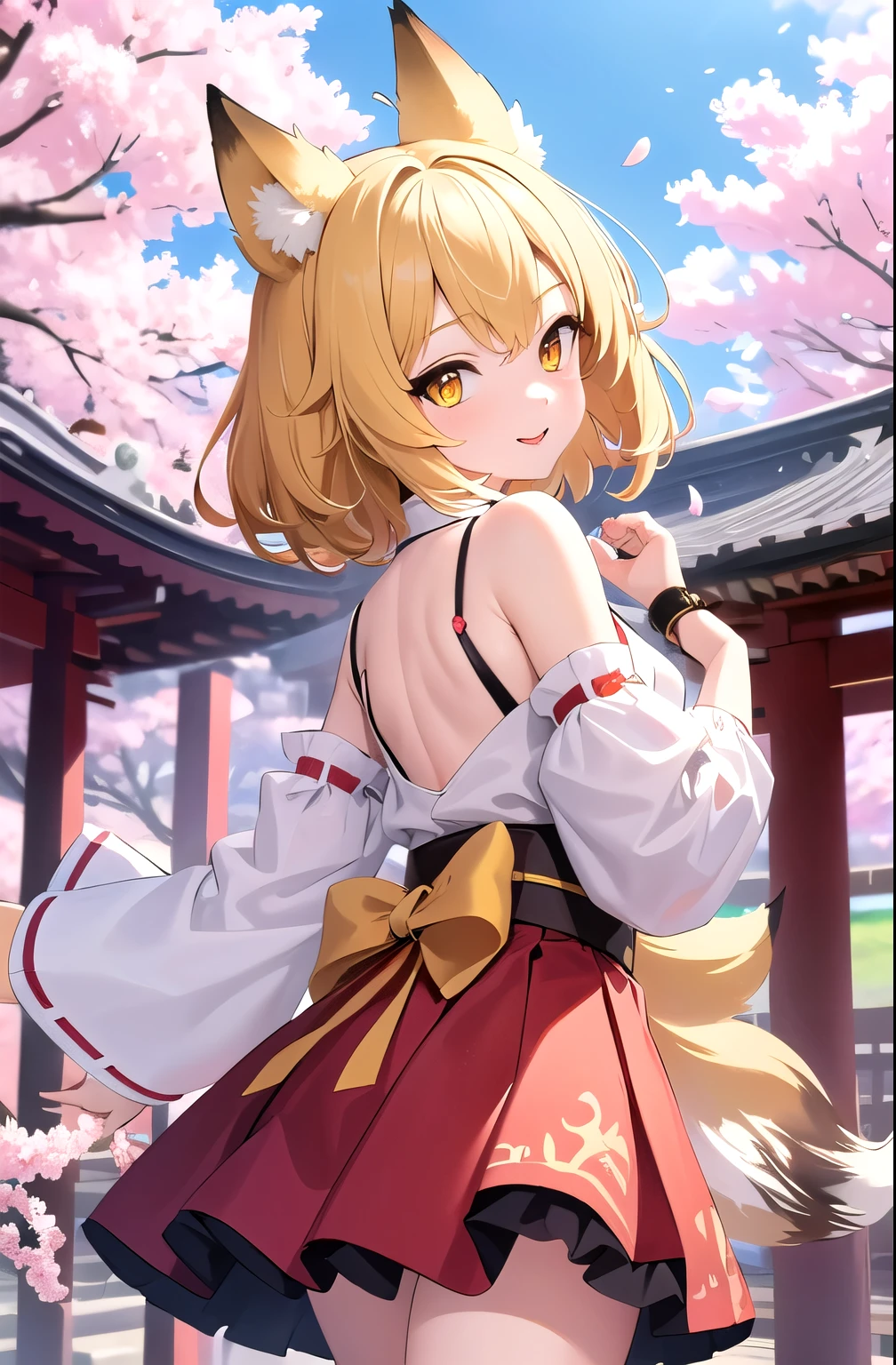 score_8_up, score_7_up, score_6_up, best quality, masterpiece, uncensored, source_anime, kneeling, outdoors, garden, miko, apron japanese clothes, ribbon mesh sleeves, (by tony taka:0.7)
BREAK
sen, blonde hair, animal ears, fox ears, blush, animal ear fluff, hair ornament, fox girl, hair flower, hair between eyes, short hair, fox tail, tail, flat chest, yellow eyes, young girl
