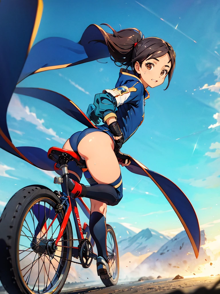 Rinwell,***1人,(masterpiece:1.2),(Highest quality),(Super detailed:1.2),(High resolution),(Highest quality),(An illustration),8k,Cinema Lighting,(Written boundary depth),(Sophisticated lighting:1.2),Rear view of a woman riding a bicycle,(Racing Suits),(Racing Gloves),((Looking Back)),((Butt)),(Sweat),(Hand,detailed,perfect,perfection,Hands),(riding bicycle)