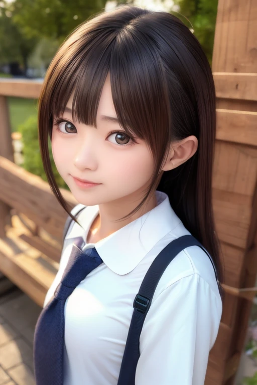 （ultra detailed realistic human skin, japanese  ultra extremely amazingly beautiful lass:1.2),  (school uniform), looking at viewer, slightly smile,
perfect features perfect round face, toddler face shape, 
perfect sized and perfect shaped chests,  