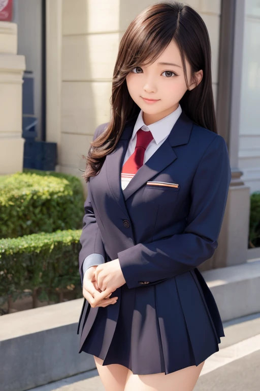 （ultra detailed realistic human skin, japanese  ultra extremely amazingly beautiful lass:1.2),  (school uniform,high school student:1.4), looking at viewer, slightly smile,
perfect features perfect round face, toddler face shape, 
perfect sized and perfect shaped chests,  