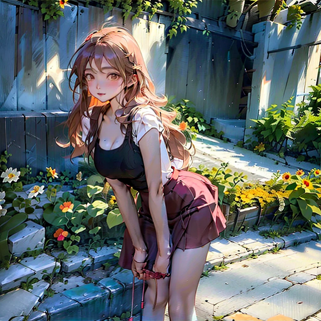 ((((highest quality)))), (((Ultra-precision CG 16K))), (((masterpiece))), (((Very detailed))), (((Extremely detailed))), (((Black outline:1.3, Written boundary depth:1.3 , Written soft outline))), Maximum clarity and sharpness,Multilayer Texture, Surface Shading, Cinematic lighting, Beautiful details sparkle ,Perfect Proportions, Limited to three woman, BREAK accurate, Anatomically correct, Highly detailed face and skin texture, drawn in detail, Highly detailed facial and skin texture, Detailed eyes, beautiful hair, Beautiful Japanese Idol face, Beautiful and beautiful eyes, Beautiful body, Beautiful breasts, Beautiful thighs, Beautiful legs, Beautiful fingers, (Beautiful views) , skinny body, ((Beautiful Skin)), ((Skin Texture)) BREAK breast enlarged, large Breasts, rocket breasts, (((perky breasts))), (((covered nipples))), slender waist, (smiling , narrow eyes, blush, determined expression, hot, sweaty , Heavy breathing,) BREAK (((wearing oversized character printed tank top, wearing Jersey in a casual way, wearing pleats mini-skirt, breasts is covered by outfit))) , wearing earrings, BREAK ( stick breast out),(((looking at viewer, super detailed background , cumulonimbus of summer sky, high school student standing quietly and put hands in the pocket at vivid green Vast grasslands , ((close-up)), from random angles ))),