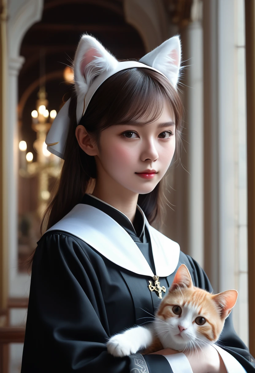 Apparition,Girl, Cat ear,20th Generation, clergyman,palace,Realistic Women,cute