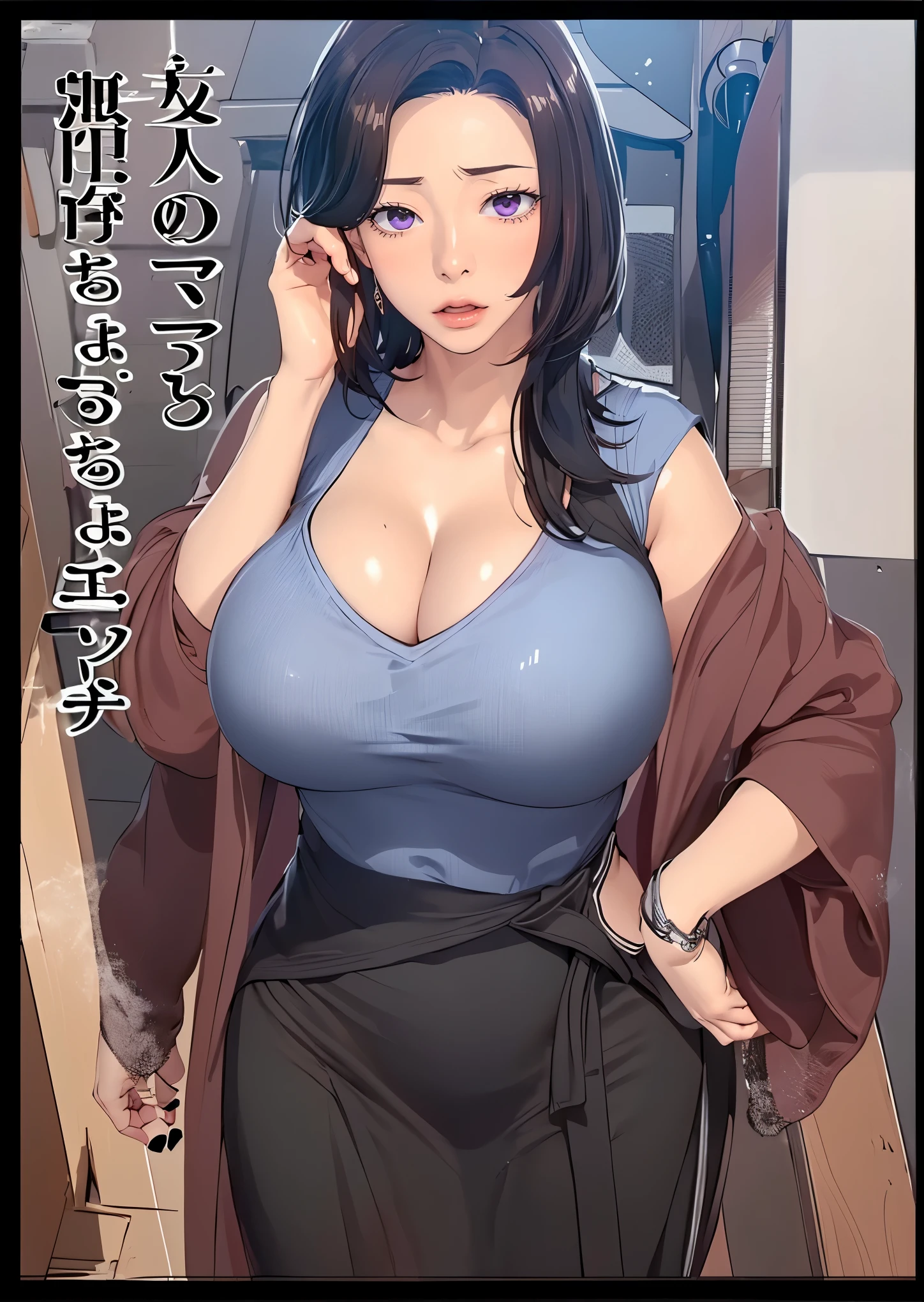 （（（Perfect figure，figure，solo， White and tender skin，（（（cyberpunk，Black dress，White cardigan sweater, ））），（（（junescdef,brown hair,purple eyes,medium hair，））），((masterpiece)),high resolution, ((Best quality at best))，masterpiece，quality，Best quality，（（（ Exquisite facial features，Looking at the audience,There is light in the eyes，(（（Lol，Happy，））），））），（（（Light and shadow，Huge breasts））），（（（Looking at the camera，black background，Lying on the ground，Look down at the camera，From below，Looking up)）））