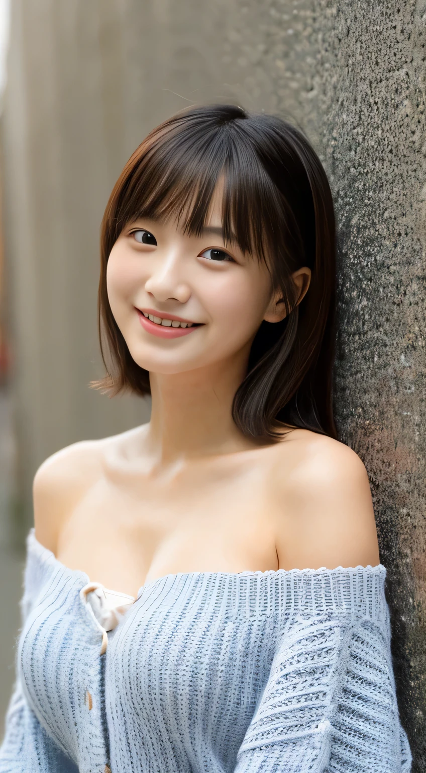 masterpiece,best quality,(Japanese girl),((Beautiful girl)),cleavage,(off shoulder:1.2),(perfect body beauty:1.2),(shy smile),From slightly above,