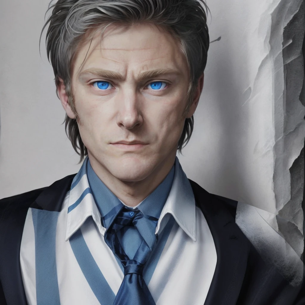 1man, blue eyes, portrait, solid background, libertarian flag 