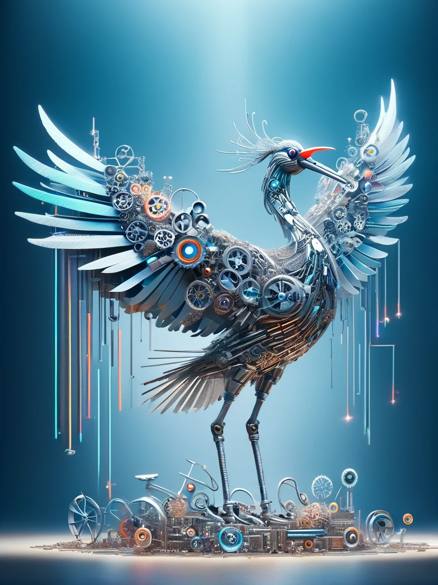 (3D，mechanical感，cute，ais-scrapyrd Phoenix，mechanical)，Colorful neon lights，高科技mechanical部件，Metal body，Detailed Vibranium Flower Design，Vibrant colors，Dynamic glowing flowers，Reflective metal surface，Bright environment，Dynamic poses，Exquisite existence，Skills Improvement，互锁mechanical齿轮，Stylish design，motion blur effect，Detailed metal treatment，Sci-fi atmosphere，Streamlined aerodynamic shape，Laser scanning pattern，Holographic projection，LED light track，Beautiful and unforgettable，Advanced sensors，Complex algorithms，Ominous and mysterious atmosphere，Electric Spark，Shiny chrome，Propulsion systems of the future，(Best quality，8k，high resolution，masterpiece:1.2)，Super detailed，(whole body:1.8)​