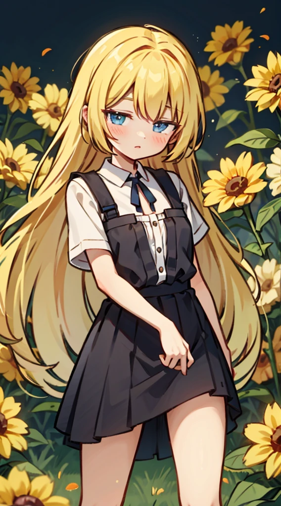 Female、clementine'deformation、fold both arms、Crazy Eyeouth closed、Anime Drawings、Cute、Blonde Hair、Deformation、Female Adventurer、Breast plate、Draw a dot in the center、ta-like, naked portrait, nude photography, shiny nipple, show armpit