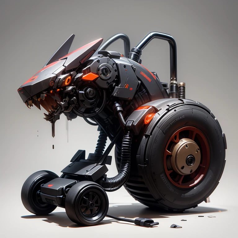 ultra-small deformation, Chibi Cute, Mechanical Creature, Creature shaped like a vacuum cleaner, High contrast and vivid color, simple background