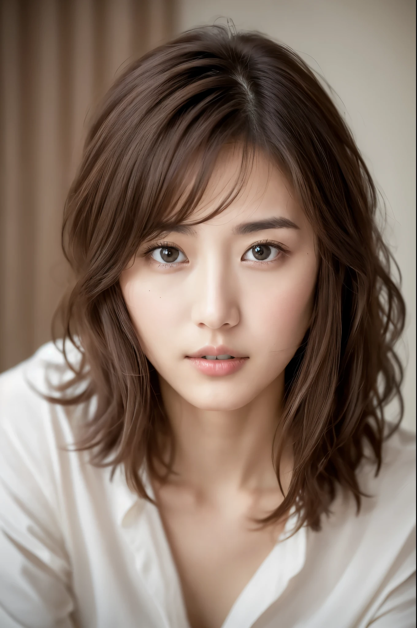 You are a professional photographer。((Highest quality, 8k, masterpiece)), concentrated, Perfect Body Beauty, Hip, Layered Haircut, Highly detailed face and skin texture, Delicate eyes, double eyelid, White skin, Long brown hair、slim、thin、Model body type、turn over