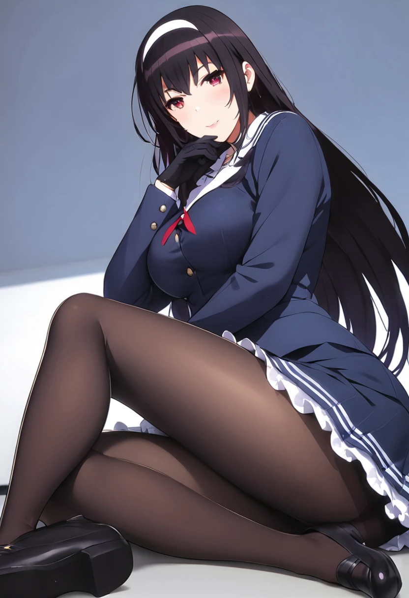 (masterpiece, best quality,独奏:1.4),(1 woman,long black hair,:1.2),Office female staff， (((Big tits))), ((图 dodue)), ((Full breasts)), (Hair detailed description), (Detailed facial description), (Detailed description of the subject), Clear and transparent skin, Peerless Beauty, Long legs,(sticky),Suspenders,((Collared shirt)),(Glasses),Lace underwear,(Red lips),(Charming smile)