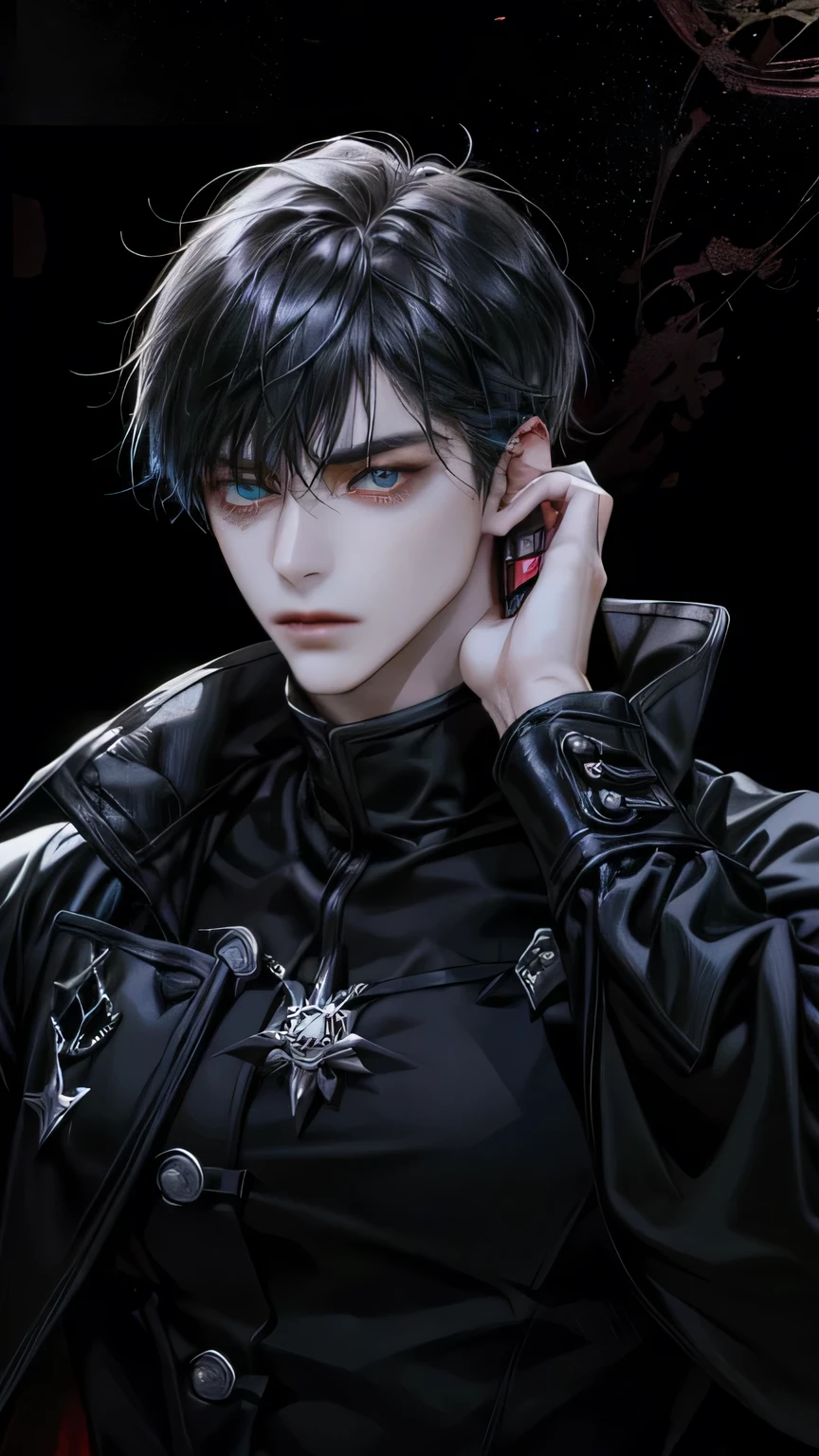 Kim Dokja from Omniscent Reader. He is holding a phone in one hand. The illustration is also in vibrant colors. He is casually looking towards the viewer with a contemplative expression. Highly detailed, HD, high resolution, perfect anatomy, perfect eyes, perfect hands.