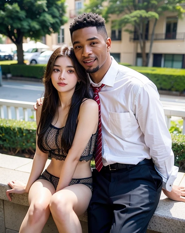girl gf with black man bf at balcon