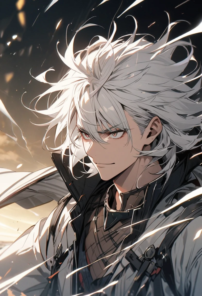 man,Ridged hair,white hair