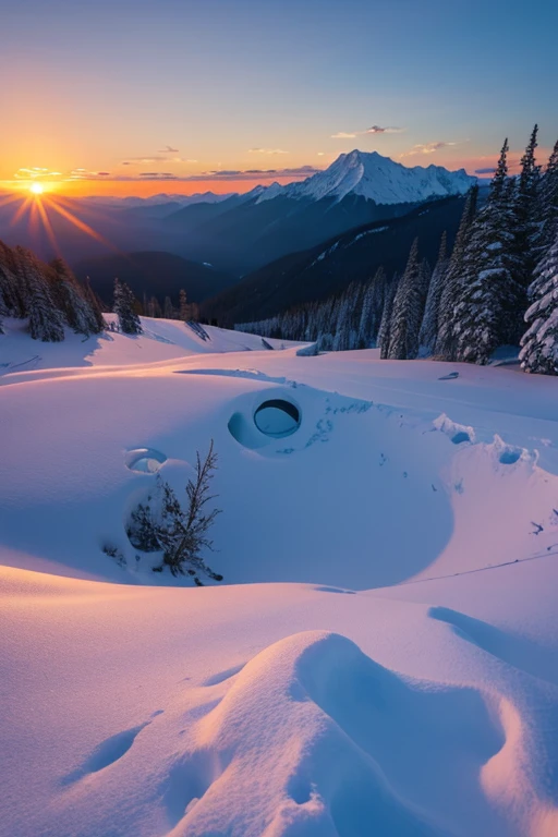 Snow Mountain、sunset