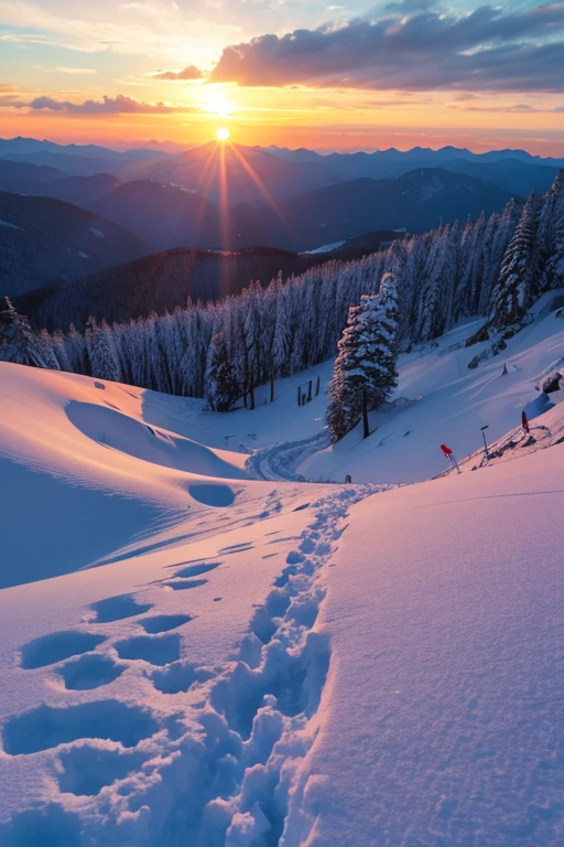 Snow Mountain、sunset