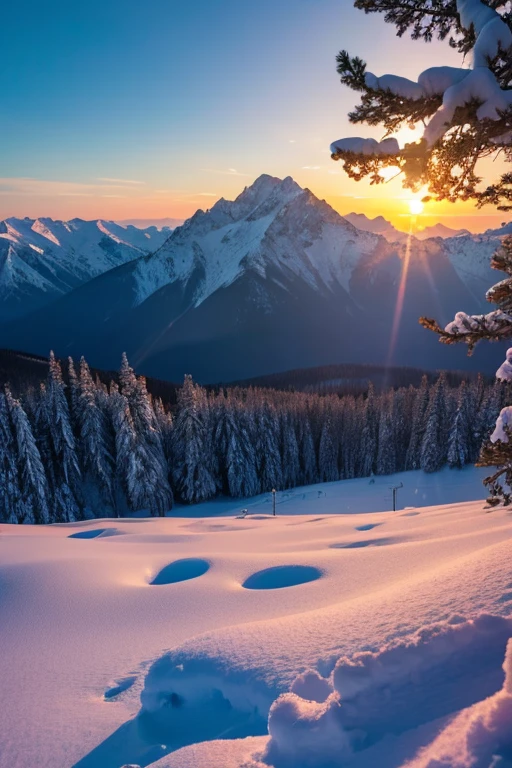 Snow Mountain、sunset