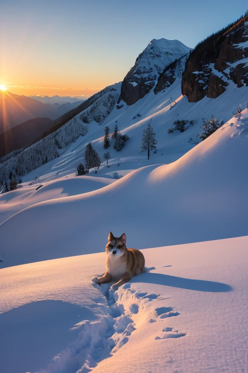 Snow Mountain、sunset