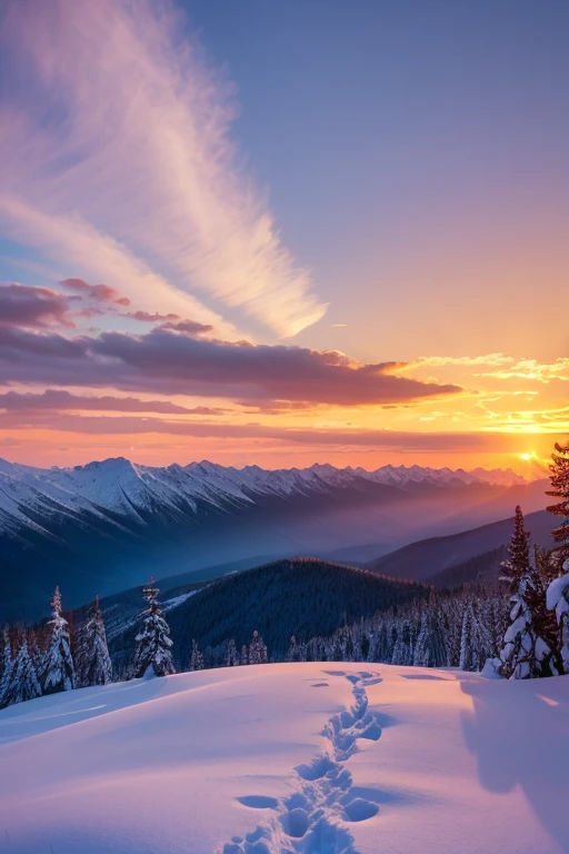 Snow Mountain、sunset