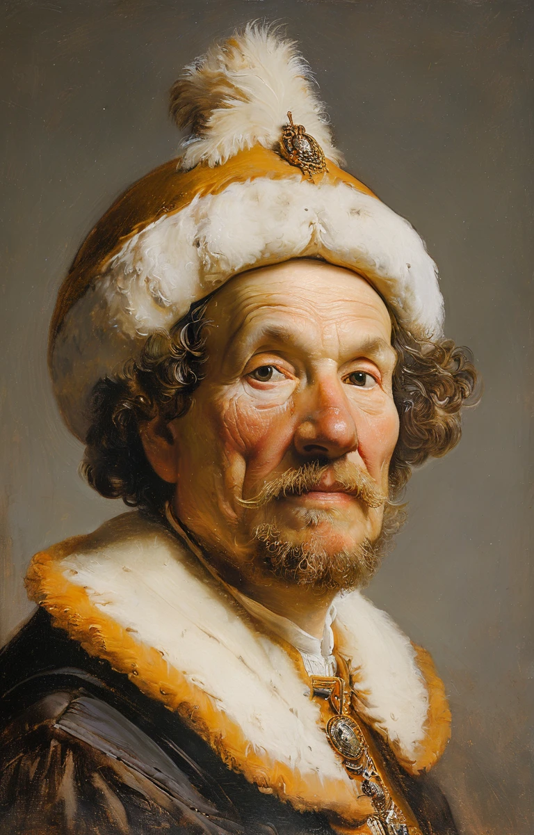 masterpiece,best quality,Emperor,illustration,style of Rembrandt,oil painting,middle aged emperor, 1806 era