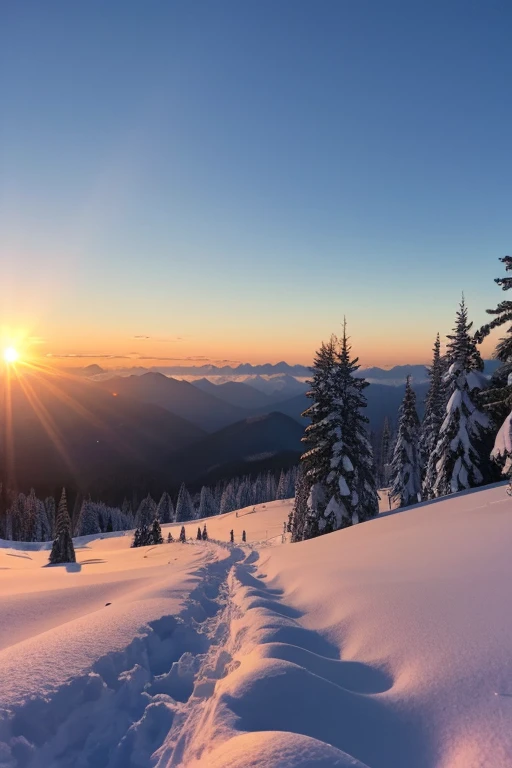Snow Mountain、sunset