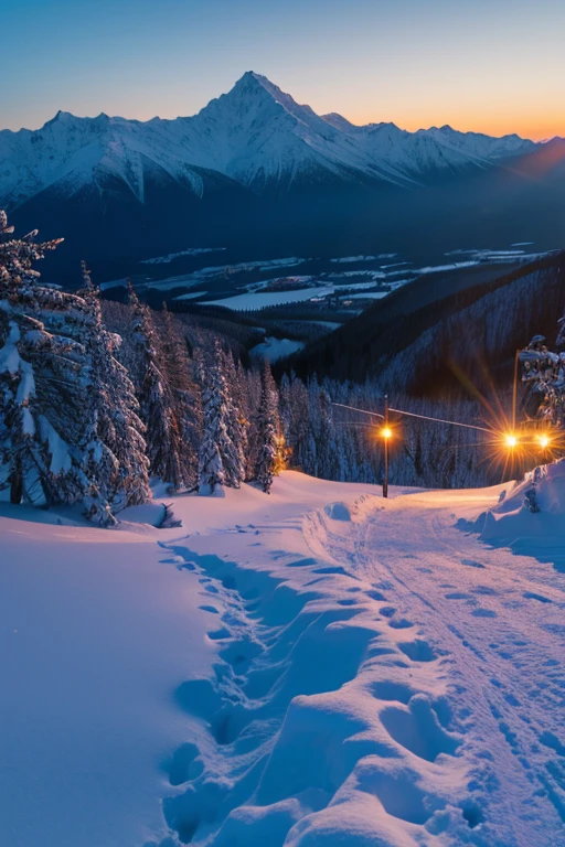 Snow Mountain、sunset