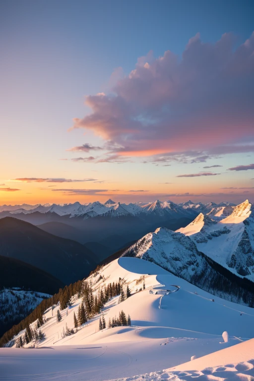 Snow Mountain、sunset