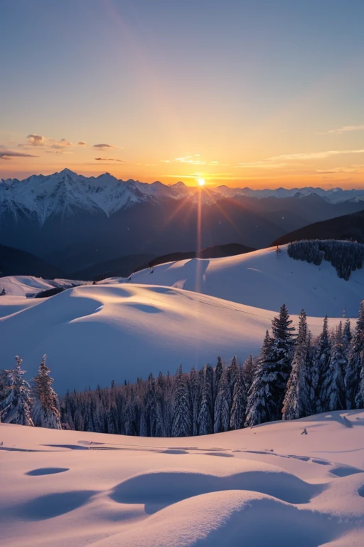 Snow Mountain、sunset