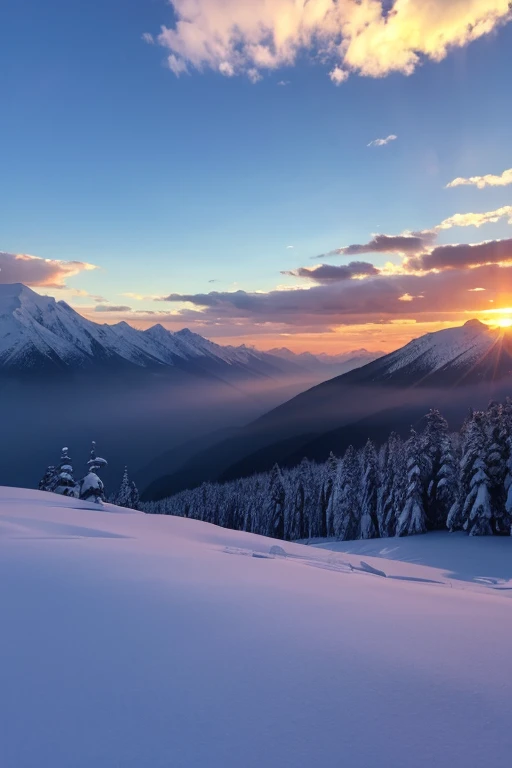 Snow Mountain、sunset