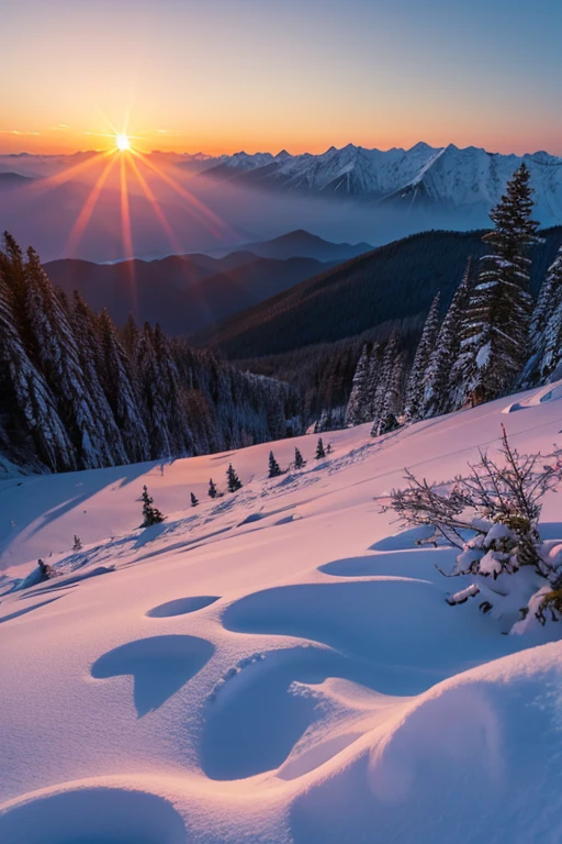 Snow Mountain、sunset