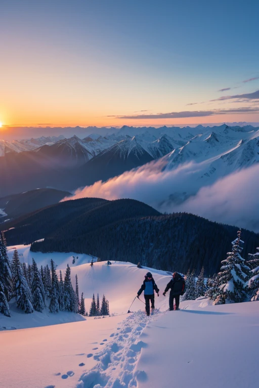 Snow Mountain、sunset
