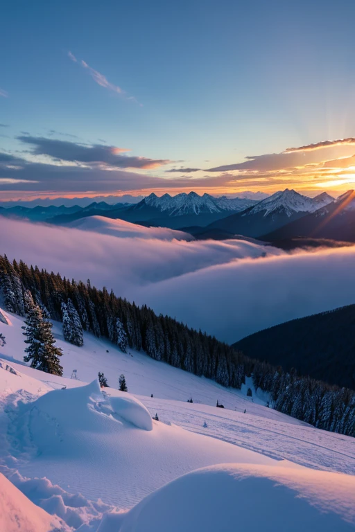 Snow Mountain、sunset