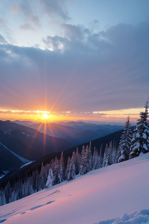 Snow Mountain、sunset