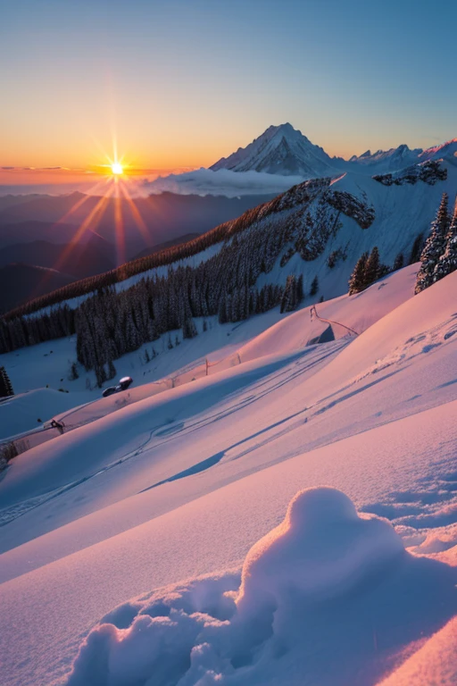 Snow Mountain、sunset