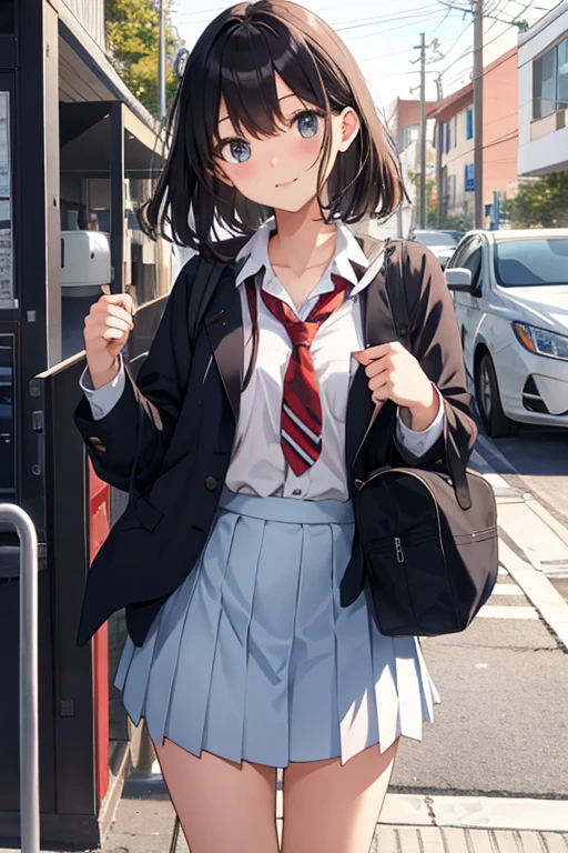 High school girl on her way to school、Lower body naked