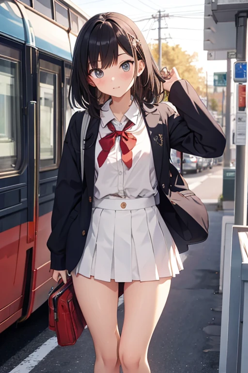 High school girl on her way to school、Lower body naked